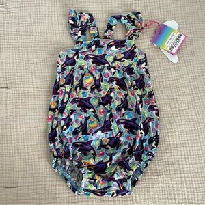 NWT Posh Peanut x Lisa Frank Max Splash Ruffled Bubble Romper